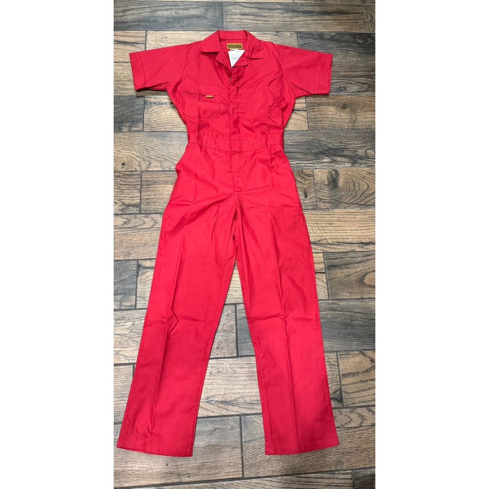 Five Rock Workwear Red Poplin Short Sleeve Unlined Coveralls Small Regular NWT